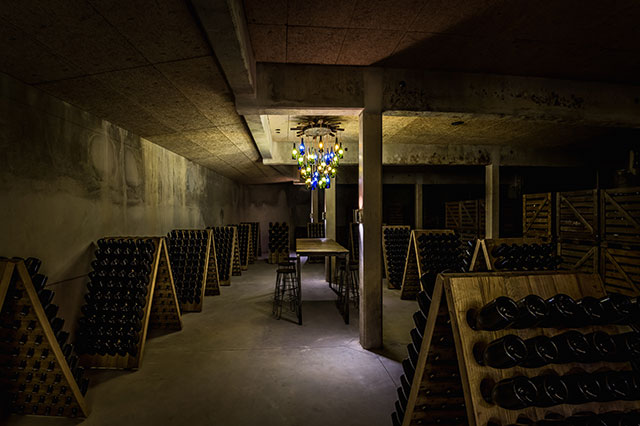 Champagne Mathelin cellar, ready for tasting